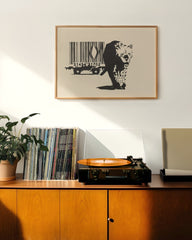 After Hover: Banksy Street-Art Leopard Barcode - Konsum-Kritik Globalisierung, Moderner Kunstdruck Canvas - Wohnzimmer, Inneneinrichtung Deko