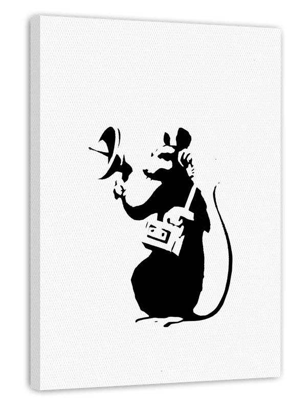 Hip Hop Ratte in Weiß, Banksy Street Art Kunstdruck Klein bis Groß - Wanddeko, Inneneinrichtung