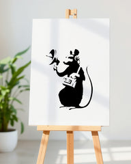 After Hover: Hip Hop Ratte in Weiß, Banksy Street Art Kunstdruck Klein bis Groß - Wanddeko, Inneneinrichtung