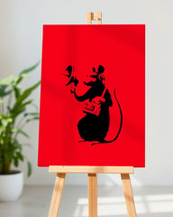 After Hover: Hip Hop Ratte, Banksy Street-Art - Moderner Kunstdruck in Rot von Klein bis XXL - Wohnzimmer Wanddeko