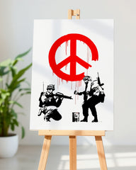 After Hover: Peace Frieden - Sozialkritik Street-Art Banksy - Moderner Kunstdruck Canvas - Perfekte als Geschenk, Wohnzimmer, Inneneinrichtung Deko