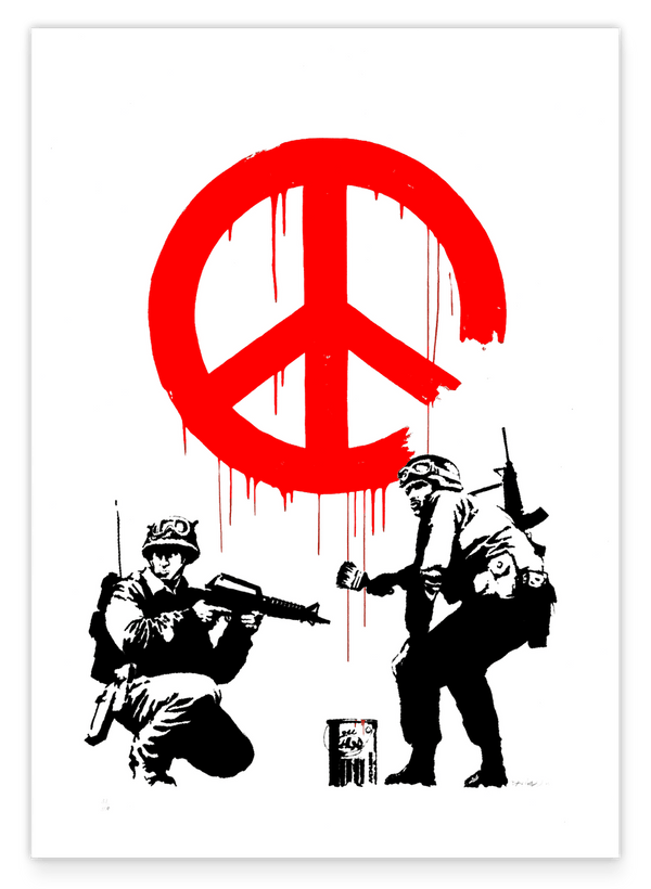 Peace Frieden - Sozialkritik Street-Art Banksy - Moderner Kunstdruck Canvas - Perfekte als Geschenk, Wohnzimmer, Inneneinrichtung Deko