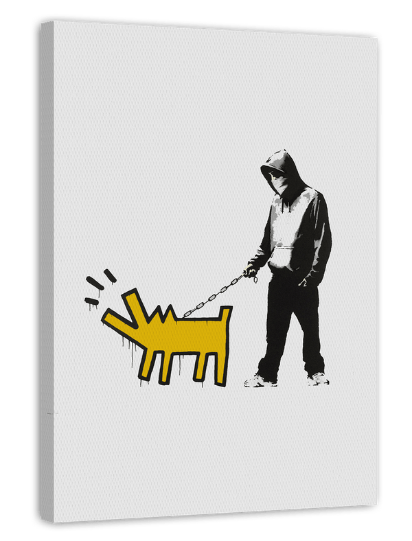 Banksy Keith Haring - Bellender Hund, Pop-Art Modern Street-Art, Kunstdruck Klein bis Groß XXL - Wohnzimmer, Schlafzimmer