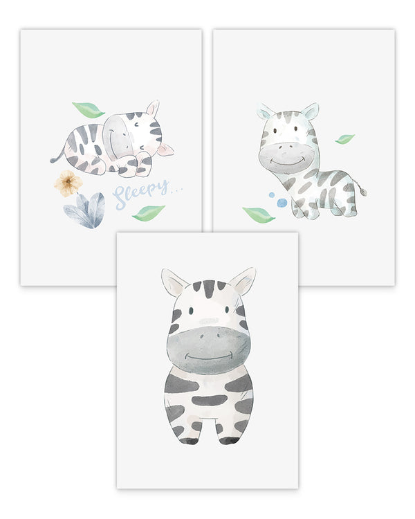 Poster-Set Süße Zebras "Sleppy"