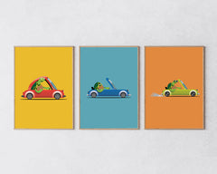 After Hover: Poster-Set III "Süße Tiere in Autos"